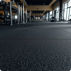 Black rubber gym floor